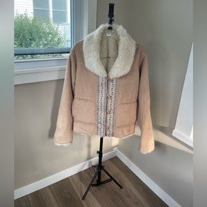Faux Shearling Micro Suede Jacket
